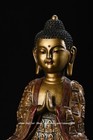 1 5   Old Tibet Pure Bronze Gilt Shakyamuni Sakyamuni Amitabha Buddha Statue