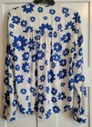 Cabi  4334 The Florist Blouse Medium Blue   White Floral  Long Sleeves