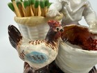 Antique Germany Conta Boehme Porcelain Match Holder Striker Boy Chicken Figurine