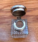 Small Victorian-era  American Inkwell Cut Crystal Glass Sterling Cap Vguc