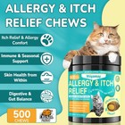 Woyamay Cat Allergy Relief For Cats  500 Crunchy   Creamy 500 Chews  Brown