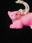 Vintage Cracker Jack Gumball Puffy Pink Celluloid Cat Charm Japan