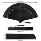 Wobe Hand Held Bamboo Silk Folding Fan  Chinese Japanese 8 3 Inches  Black