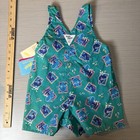 Vtg Oshkosh Baby Bgosh Overalls 2t 24m 80s 90s Usa Shortalls Aop Whales Sea