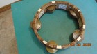 Vintage Fancy  Wooden Tambourine 8 1 2  Double Row Metal Jingles Folk Precussion
