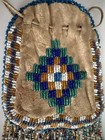 Antique Native American Indian Apache Fort Sill Beaded Drawstring Pouch Bag