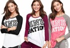 New Victoria s Secret Pink Nation Baseball Tee Shirt   Gym Pants Set Rare Gift