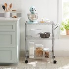 3 Tier Metal Utility Cart Chrome rolling Kitchen Storage With Adjustable Shelves