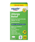 Allergy Relief Cetirizine 10mg Equate 2 Pack 300 Tablets Each 24hr Formula