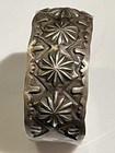 Antique Nora Bill 1940 Navajo Stamp Cuff Bracelet Native American 50g Star 6   