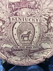 Vintage Red Transferware Kentucky  the Blue Grass State  Souvenir Plate 7 25 