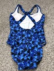 Speedo Bathing Suit Blue Sz 10 Racer Back  Padded Top Vacation Swim Team Travel