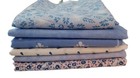 Blue Cotton Fabric Bundle 6 Quarter Yards Floral Calico 42-44 Wide Quilting Lot