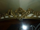 Vintage Lrg Oval Mirrored Vanity Tray Gold Metal Filligree Angelic Cherubs Roses