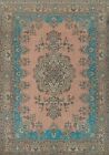 Vintage Pink Floral Tebriz Traditional Area Rug 10 x12  Wool Hand-knotted Carpet