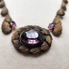 Antique Estate Art Nouveau Czech Purple Glass Necklace Leaves Stunning