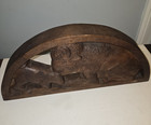 Vintage Hand Carved Buffalo And Calf Sculpture 17  Western Folk Art Solid Rustic