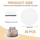 20 Pcs Cardboard Cake Rounds  12 Inch Cake Board For Desserts  White