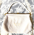Vintage White Beaded Evening Bag Handmade Japan Italian Beads Bridal Purse Clutc