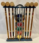 Vintage Retro Wooden Croquet Set For 6 Players With Stand