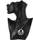 3 Circles Silver Hoop Earrings   Necklace Set For Women - 925 Hypoallergenic