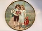Vintage Flue Cover Antique Chimney Glass Boy  girl Victorian 9 1 2    Width Length