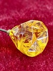 Antique Victorian Hatpin Golden Yellow Faceted Glass Pear Shape 9   