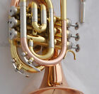 Quality Rose Brass Bb Pocket Trumpet Horn 2-mouthpiece With Case Free Shipping
