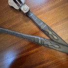 Tony Lama Leather Belt Silver Buckle Embossed Size 32 Western Usa Black Womens