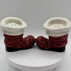 Vintage Fitz And Floyd Christmas Salt And Pepper Shakers Red Santa Claus Boots 