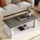 Rectangular Farmhouse Coffee Table Solid Wood Plank Distressed Finish