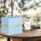 Light Blue Card Box Gold Foil Design Wedding Gift Holder Party Decoration