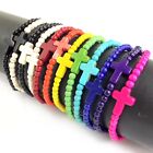 Cross Bracelet Handmade Beaded Howlite Turquoise Bead 7 5  4mm 6mm 8mm Christian