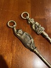 Pair Of Vintage Brass Long Handles Toasting Forks With Asian Design