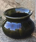 Vintage Upco Ungemach Pottery Olive Green Bulbous Planter Flower Pot Mcm Usa 