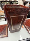 Vintage Beautiful Italian Leather Desk Set - Large Portfolio - Trash Bin New