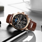 Men Business Watch Chronograph Waterproof Quartz Leather Strap Wristwatch Boxed