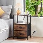 Night Stand Set 2  Nightstand With Charging Station  End Tables With Storage    
