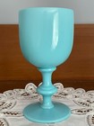 Vintage French Portieux Vallerysthal Blue Opaline Glass Water Goblet - Set Of 3