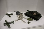 Vintage Lot Of Various Plastic Army Toys Marx Ww2 Vehicles Soldiers Rough
