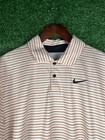 Nike Dri-fit Tour Striped Golf Polo Men   s Medium Orange Shirt Fd5931-812 Nwt