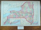 Vintage 1903 New York Map 22 x14    Old Antique Original Buffalo Syracuse Ithaca