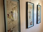 Vintage Large Asian Mother Of Pearl Shell Art Signed 42    X 17 5     3 Pieces 