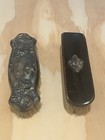 Antique Ebony Clothes Brush Silver Medallion   Nouveau Silver Brush Heirloom
