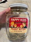 Vintage Happy Kids Peanut Butter Glass Jar With Paper Label Ga