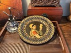 9  Vintage Romanian Hand   painted Wooden Decorative Plate     Folk Art Portrait