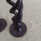 Vintage 12  Open Barley Triple Twist Candlesticks Pr  Handturned Hand Carved   