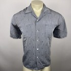Vtg 50s 60s Mens Shirt Loop Collar Rayon Single Needle Atomic Rockabilly Large