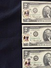 1976 Bicentennial 2 Dollar Bill Stamped And Post Marked  2 Bills In Consecutive 