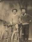 C1880s Tintype Photo Two Men With Early Safety Bicycles Antique Cycling